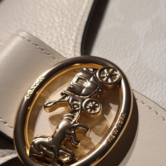 NWT COACH GEORGIE leather SHOULDER & CROSSBODY BAG Chalk Signature Canva… - Picture 9 of 9